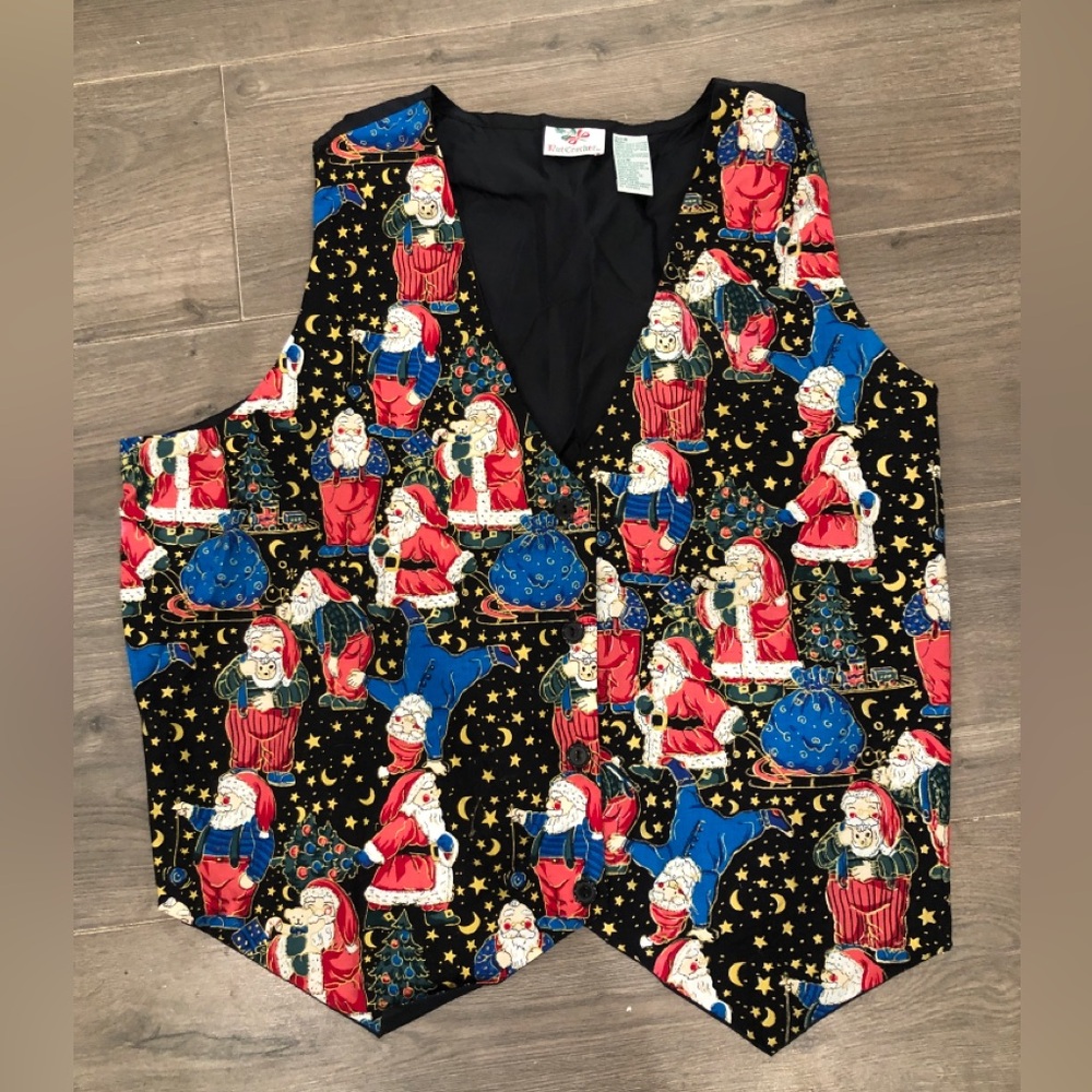 Vintage Nutcracker Santa Vest‎ Tie Back 20W Winter Christmas Vest (A54)